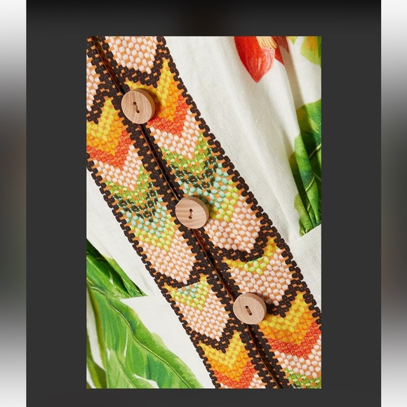 🎉Host pick 🎉NWT  Farm Rio Fresh Forest Linen-Blend Midi-Dress - Picture 3 of 13